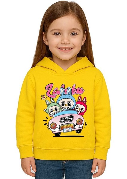 Unisex Labubu Baskılı Çocuk Swaetshirt Kapüşonlu 3 Iplik Şardonlu fiyatları