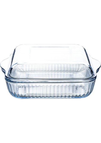 Cam Kapaklı Küçük, Optik Desenli Kare Tencere Seti