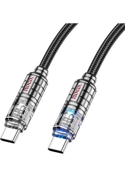 U122 60W 3A Tip-C Tipi Şeffaf Edition, Şarj ve Veri Iletim Kablosu, 1.2 Metre Uzunluk, Siyah