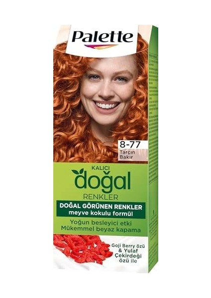Palette Kalıcı Doğal Renkler 8-77 Tarçın Bakır Goji Berry Özü & Yulaf Çekirdeği Özlü Saç Boyası fiyatları