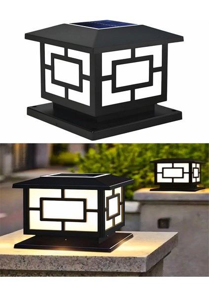 Solar Güneş Enerjili 10W Set Üstü Bahçe Aydınlatması, Su Geçirmez, 3200K-6500K, Sütun Üzeri Solar Küp, 2 Modlu (Beyaz-Gün Işığı),, Çit, Bahçe Duvarı Küp Aydınlatma 165×110 mm
