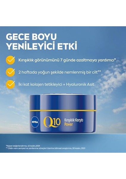 Nıvea Q10 Kırışıklık Karşıtı Gece Bakım Kremi 50 Ml,nemlendirici,yenileyici,kreatin,hyaluronik Asit fiyatları