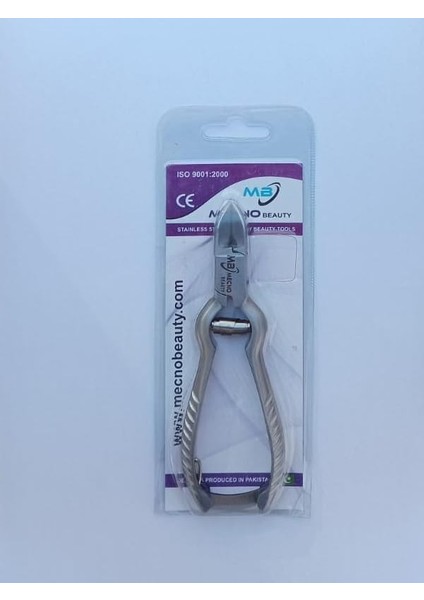 Mecno Beauty Çift Yaylı Tırnak Makası, 14 Cm, Paslanmaz Çelik, Kilit Mekanizmalı, Metalik Gri, MB-TIM-001