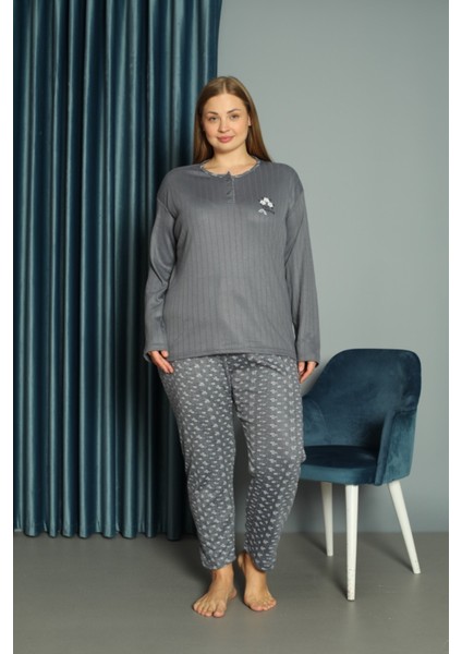 Fitilli Viskon Kışlık Kalın Battal/büyük Beden Pijama Takımı