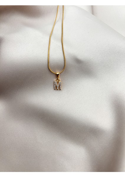 Fıora Çelik Zirkon Taşlı Harf Kolye Sade Şık Gold Ayarlanabilir Zincir Tüm Alfabe modelleri