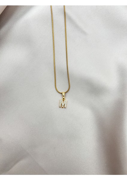 Fıora Çelik Zirkon Taşlı Harf Kolye Sade Şık Gold Ayarlanabilir Zincir Tüm Alfabe fırsatları