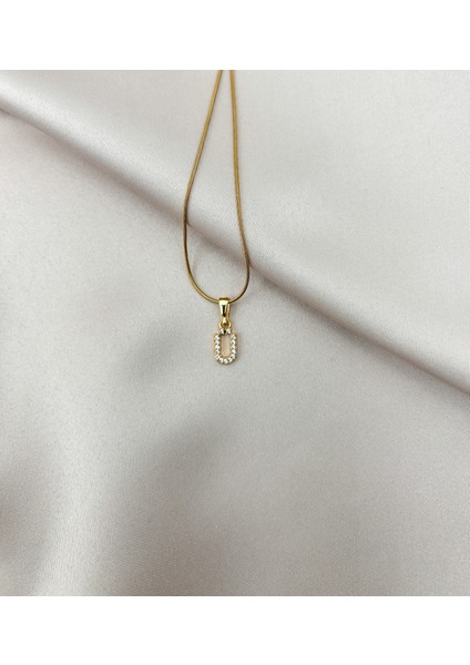 Fıora Çelik Zirkon Taşlı Harf Kolye Sade Şık Gold Ayarlanabilir Zincir Tüm Alfabe modelleri