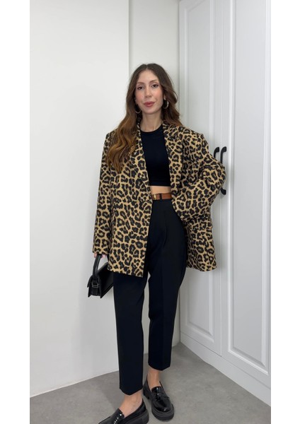 Leopar Astarlı Oversize Blazer Ceket fiyatları