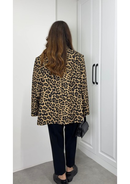 Leopar Astarlı Oversize Blazer Ceket fırsatları
