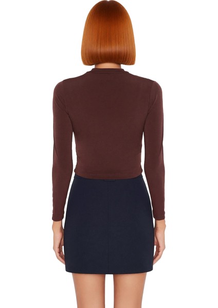 Stil Kadın Fitted Vücuda Oturan Kol Büzgülü Esnek Bluz Crop Örme Slim Kalıp fiyatları