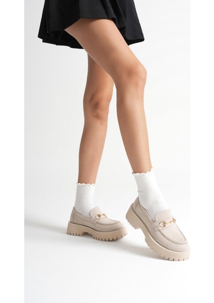 Lara Toka Detaylı Bej Süet Günlük Loafer Ayakkabı fiyatları