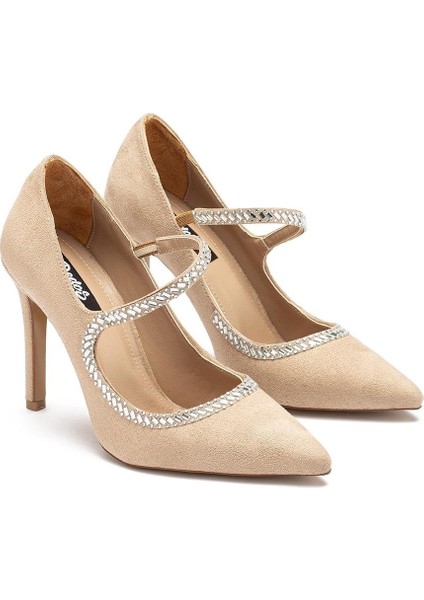 Kadın Özel Taş Işlemeli Yüksek Topuklu Sivri Burun Abiye Ayakkabı 1115