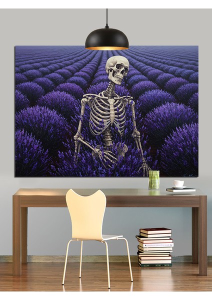 Lavanta Tarlasında Iskelet Yatar Dekoratif Kanvas - Mdf Ahşap Tablo modelleri