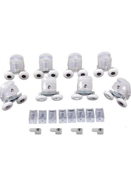 Duşakabin Tekerleği Çift Tekerli 8 Li Takım Alt ve Üst Set