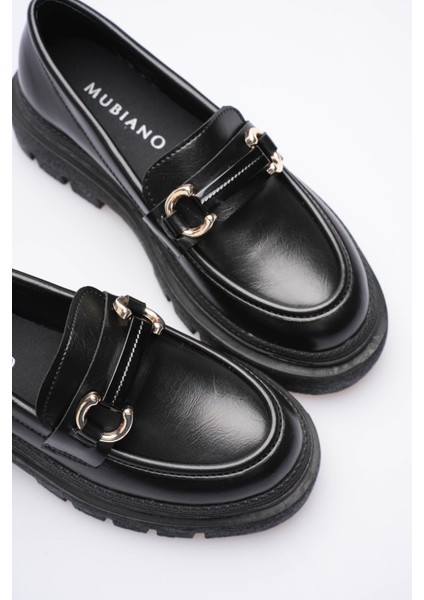 Kadın Deri Loafer Oxford Kalın Comfort Tabanlı Toka Detaylı Siyah Auren fırsatları