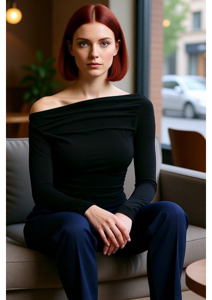 Stil Kadın Büzgü Drape Detaylı Fitted Vücuda Oturan Kollu Esnek Bluz Regular Örme Slim Kalıp fırsatları