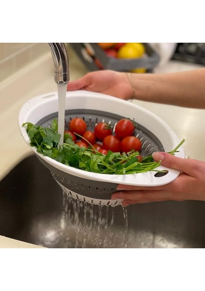Katlanabilir Oval Süzgeç, Akordiyonlu Süzgeç Yer Kaplamayan 40 Cm, Bpa Içermez