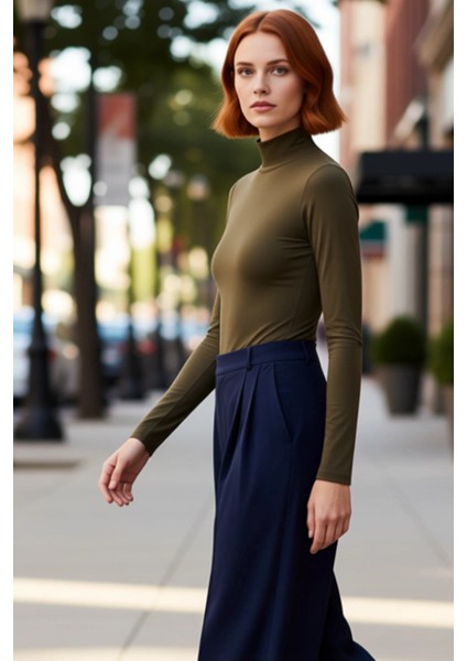 Stil Kadın Fitted Vücuda Oturan Kollu Fitilli Esnek Bluz Regular Örme Slim Kalıp modelleri