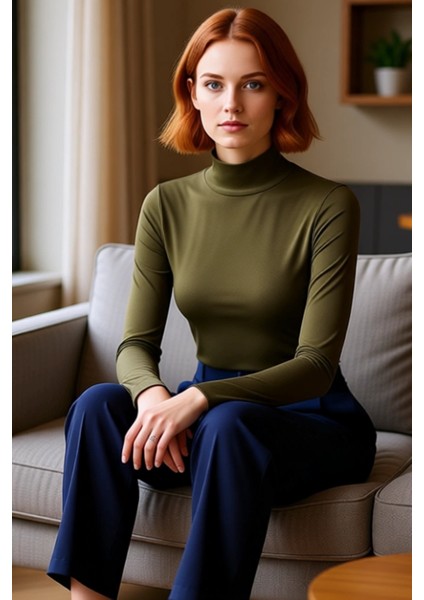 Stil Kadın Fitted Vücuda Oturan Kollu Fitilli Esnek Bluz Regular Örme Slim Kalıp fırsatları