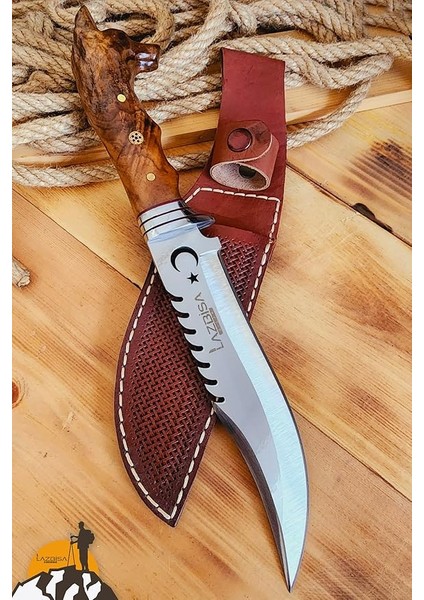 Işlemeli Sap Outdoor Kamp Bıçağı Çakısı Kılıflı Piknik Bıçak Çakı Mutfak Bıçağı (KMU-742)