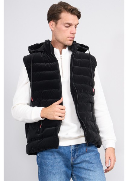 Çetinkaya Mentality 7927 Şişme Yelek Kadife Görünümlü Regular Siyah