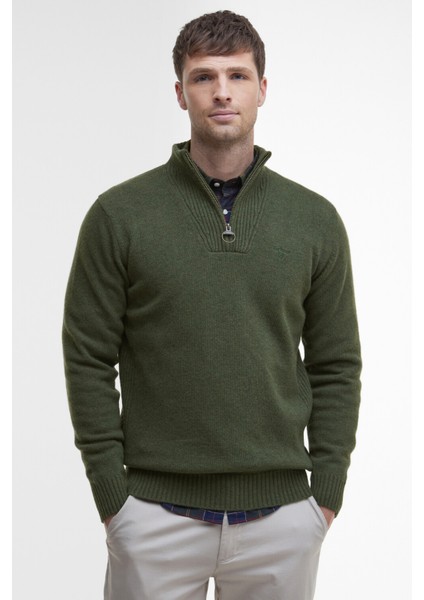 Essential Lambswool Half Zip Kazak OL54 Mıd Olıve