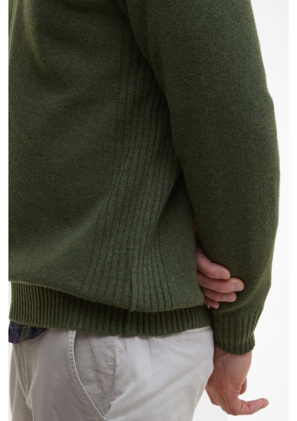 Essential Lambswool Half Zip Kazak OL54 Mıd Olıve