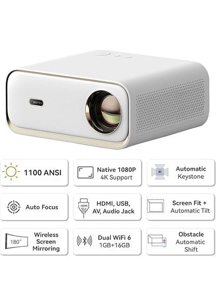 X5 Projeksiyon Cihazı 1100 Ansı Lümen, Android, Full Hd, 4K Dc, Otomatik Odaklama, Otomatik Keystone, Perde Algılama fiyatları