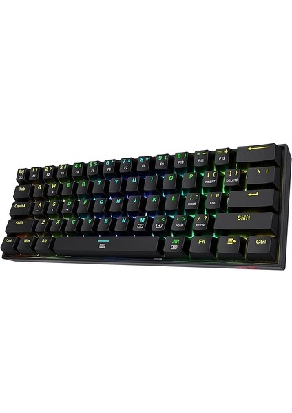 K630 Dragonborn %60 Kablolu Rgb Oyun Klavyesi, 61 Tuşlu Kompakt Mekanik Klavye, Mavi Dokunmatik Şalterli, Profesyonel Sürücü Desteği, Siyah
