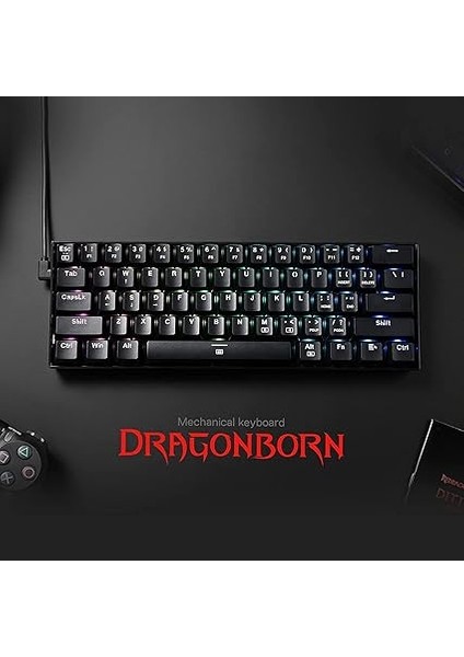 K630 Dragonborn %60 Kablolu Rgb Oyun Klavyesi, 61 Tuşlu Kompakt Mekanik Klavye, Mavi Dokunmatik Şalterli, Profesyonel Sürücü Desteği, Siyah fiyatları