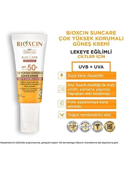 Bioxcin Sun Care Lekeye Eğilimli Ciltler Için Çok Yüksek Korumalı Güneş Kremi 50 Spf - Leke ve Çil 50 ml fiyatları