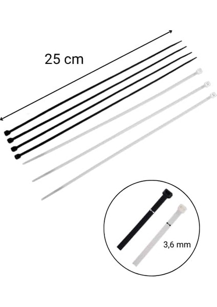 3,6X250 Beyaz Kablo Bağı & Plastik Kelepçe & Kelepçe 100 Adet (Paket) fiyatları