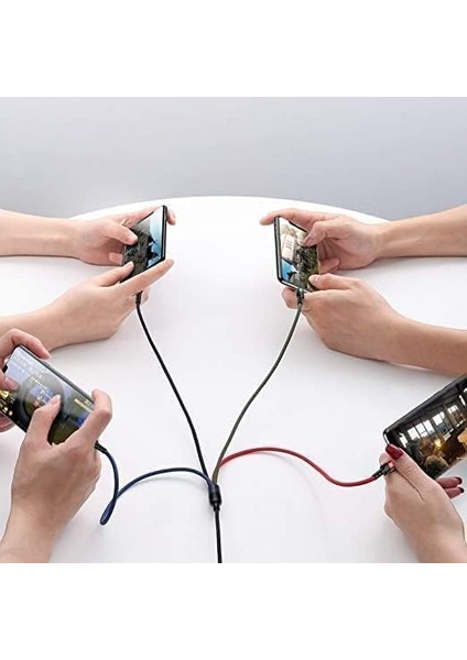 US-SJ317 4in1 2* 1*type-C 1*micro Uçlu 1.2m 2A Örgülü Renkli Şarj ve Kablosu fiyatları