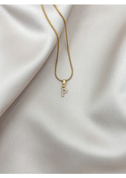 Fıora Çelik Zirkon Taşlı Harf Kolye Sade Şık Gold Ayarlanabilir Zincir Tüm Alfabe modelleri