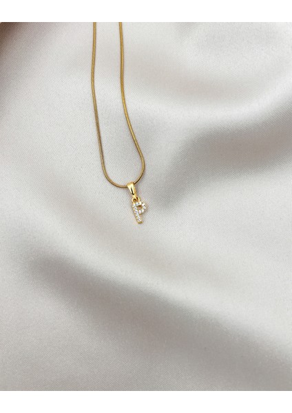 Fıora Çelik Zirkon Taşlı Harf Kolye Sade Şık Gold Ayarlanabilir Zincir Tüm Alfabe fırsatları