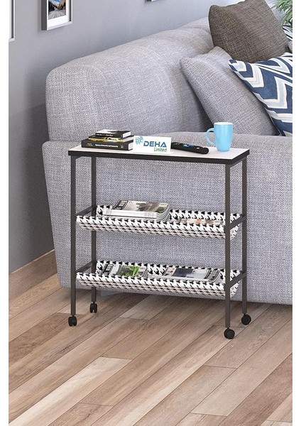 Tekerlekli Dergilik Kumaş Raflı Çanta Gazetelik Kitaplık Çok Amaçlı Koltuk Yan Sehpa Sunumluk fırsatları