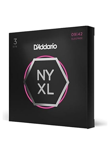 NYXL0942-3P Elektro Gitar Tel Seti, 3 Lü Super Light modelleri