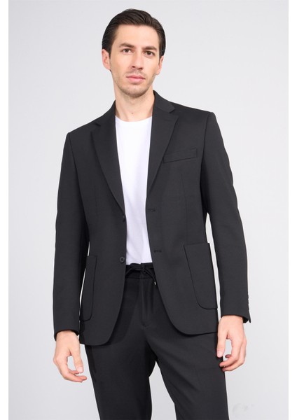 9148 Erkek Mono Yaka Slimfit Takım Elbise Siyah