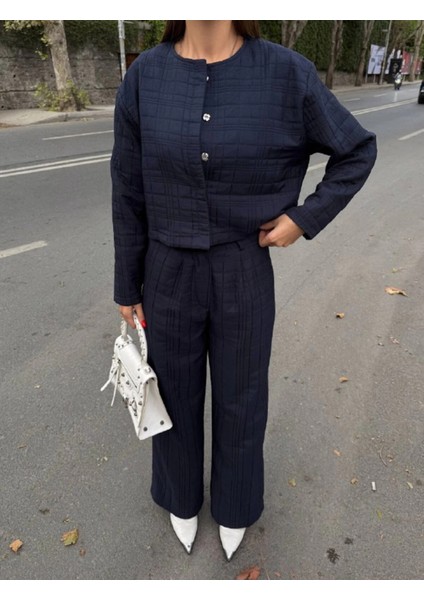 Kadın Kapitone Dokulu Oversize Ceket Pantolon Takım modelleri