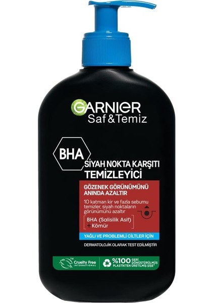 Saf Aktif Yoğun Siyah Nokta Karşıtı Kömür Jel Yüz Yıkama 8.45 Floz (250ML), Vegan