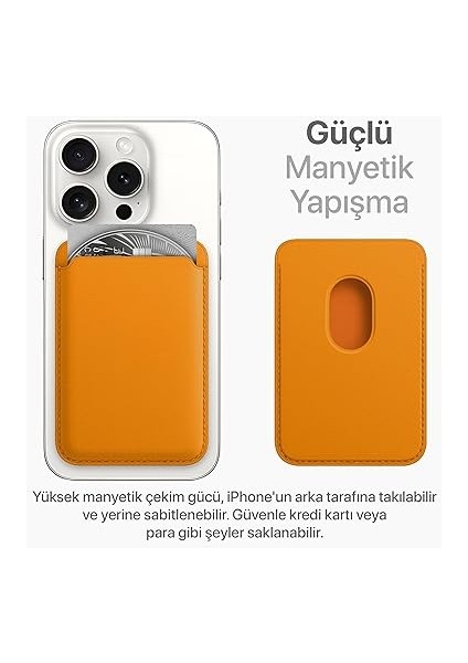 iPhone 15 / iPhone 14 / iPhone 13 / iPhone 12 Serisi Için Güçlü Manyetik Özellikli Magsafe Aksesuarlarıyla Uyumlu Deri Cüzdan Kartlık (Hardal) indirimleri
