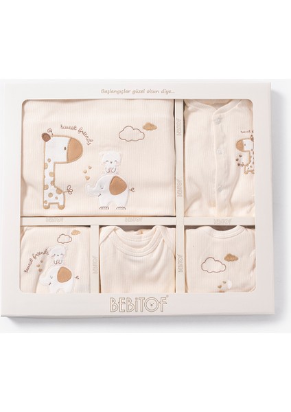 My Baby Kumsal % 100 Coton 10 Lu Hastane Çıkışı Sevimli Fil ve Yavru Zürafa Desenli somon10128 modelleri