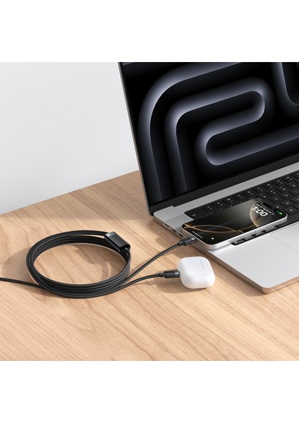 CA-7380 | Usb-C - Çift Usb-C 100W Manyetik Sarılabilir Şarj Kablosu