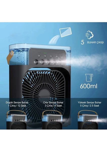 Buğz Taşınabilir Işıklı 5 Spreyli Vantilatör Buzlu Buharlı Vantilatör Mini Fan Nemlendirici fiyatları