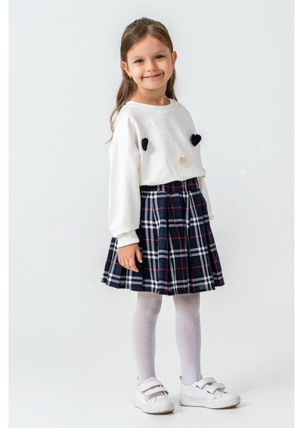 Kareli Etekli Kız Çocuk 3\'lü Takım - 26K 6359