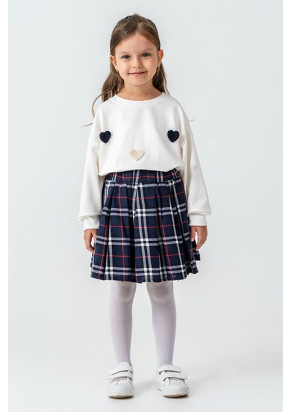 Kareli Etekli Kız Çocuk 3\'lü Takım - 26K 6359 fiyatları