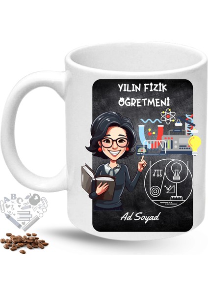 Fizik Öğretmeni Kadın Öğretmenler Günü Hediyesi Isimli Baskılı Porselen Kupa Bardak fiyatları
