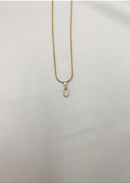 Fıora Çelik Zirkon Taşlı Harf Kolye Sade Şık Gold Ayarlanabilir Zincir Tüm Alfabe fiyatları