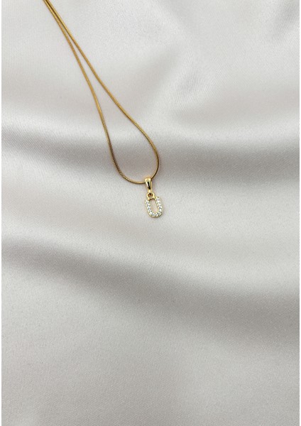 Fıora Çelik Zirkon Taşlı Harf Kolye Sade Şık Gold Ayarlanabilir Zincir Tüm Alfabe modelleri