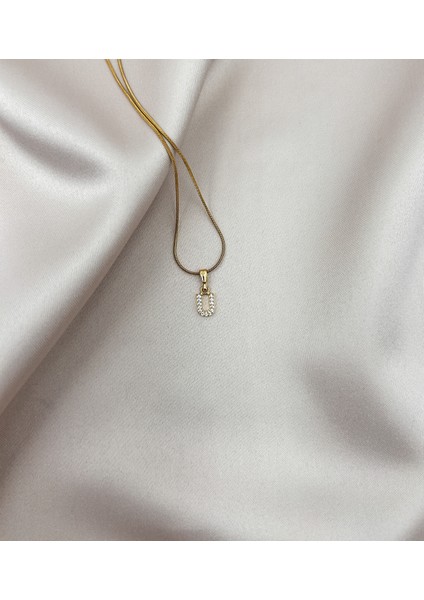 Fıora Çelik Zirkon Taşlı Harf Kolye Sade Şık Gold Ayarlanabilir Zincir Tüm Alfabe fırsatları